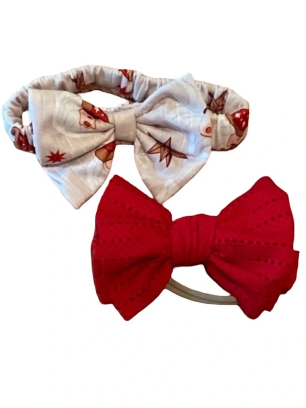Christmas Holiday Theme Baby Headband Bows Baby Girl Set of 2